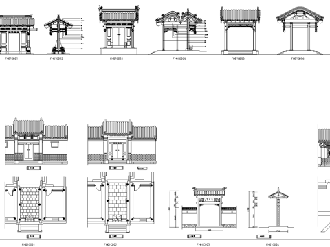 中式古典大门节点详图cad施工图