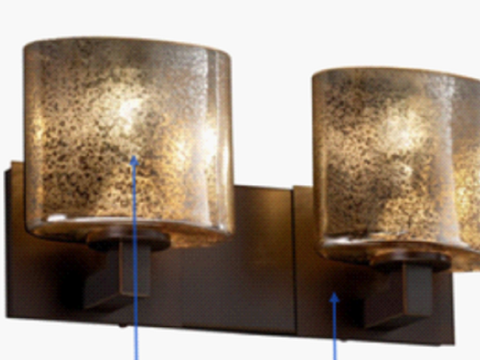 酒店卧室床头双头艺术壁灯三视图cad施工图