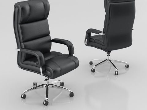  现代办公室 不锈钢脚架办公椅 真皮主管椅 经理椅 老板椅3d模型 