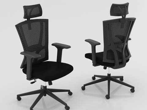  现代办公室 经理椅 尼龙脚架主管椅 网布老板椅 办公椅白底图3d模型 