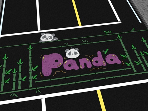 现代熊猫主题创意艺术彩绘网红趣味道路斑马线su模型