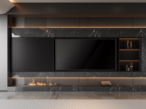 现代暗黑风电视背景su模型