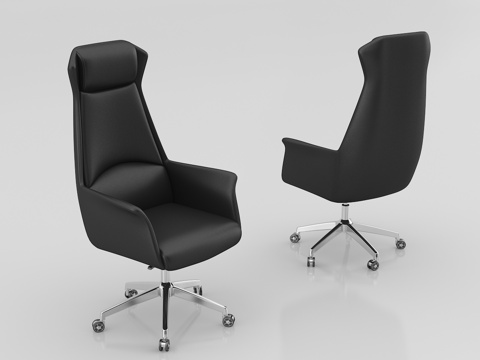  现代办公室 不锈钢脚架办公椅 真皮主管椅 经理椅 老板椅3d模型 