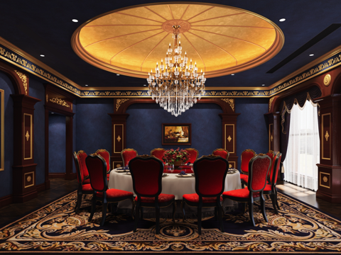 欧式包厢 复古包厢 酒店包厢su模型