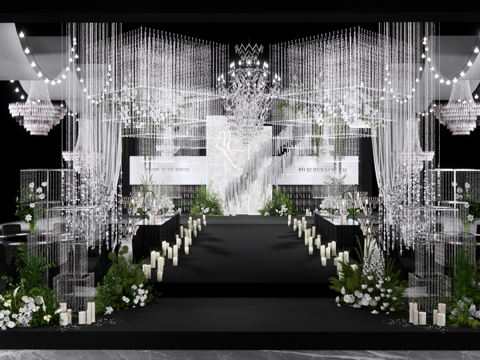 韩式水晶杜邦纸婚礼美陈su模型