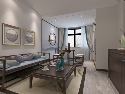  新中式书房3d模型3d模型 