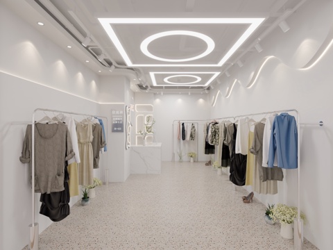  现代服装店3d模型 
