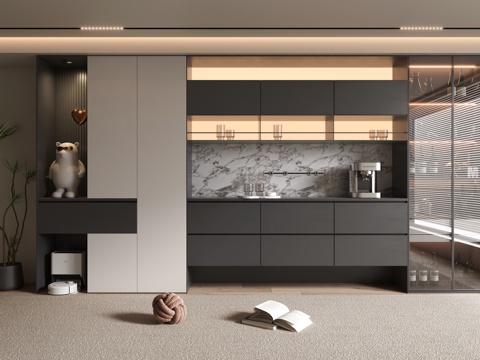 现代轻奢酒柜su模型