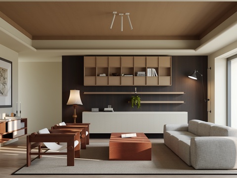 中古风客厅su模型