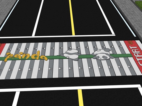 现代熊猫主题创意艺术彩绘网红趣味道路斑马线su模型