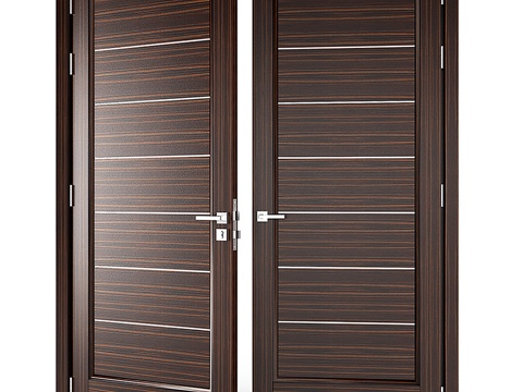 北欧入户门  实木门 双开门  防盗门su模型