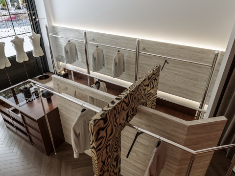 现代简欧服装店3d模型 