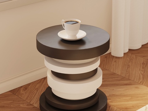 现代奶油风边几 异形边几su模型