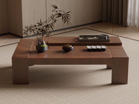 新中式茶几 中古风茶几su模型