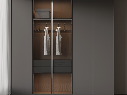 现代意式衣柜su模型