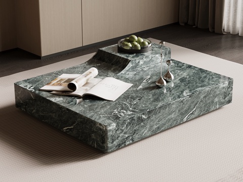 现代意式茶几 大理石茶几su模型