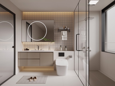 现代卫生间 浴室柜 卫浴用品su模型