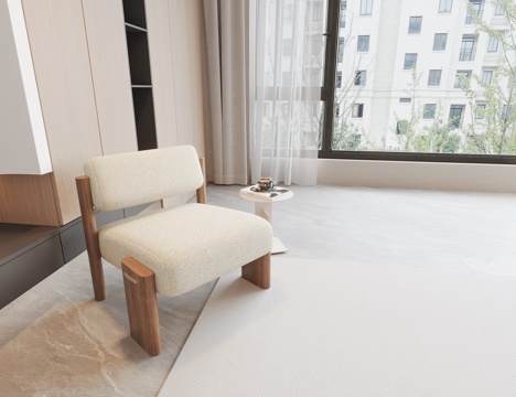 现代原木风休闲椅 实木休闲椅su模型