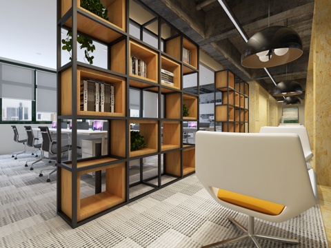  工业风原生态总经理办公室 铁艺工业风办公室3d模型 