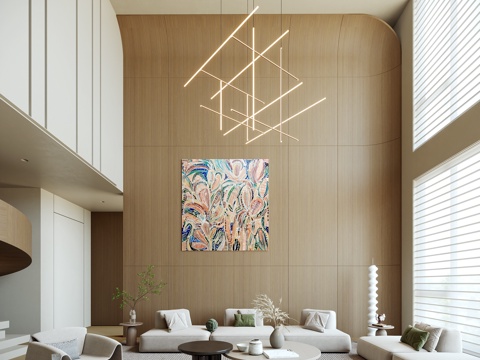  挑高客厅3d模型 