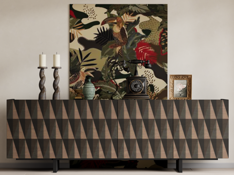 复古中古风装饰柜su模型