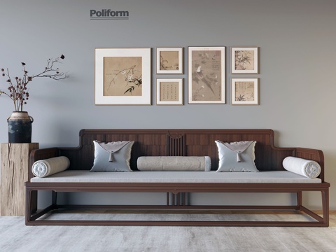  中式沙发 罗汉床su模型 