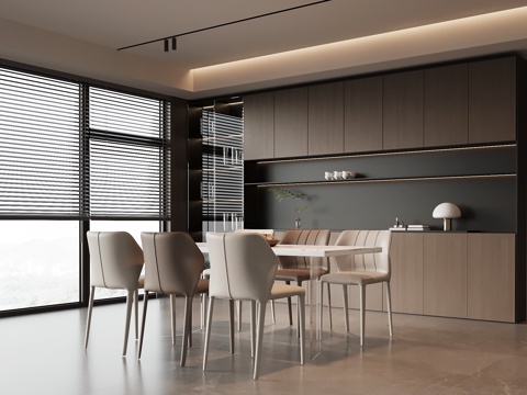  现代意式餐厅3d模型 