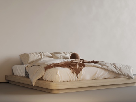  现代双人床3d模型 