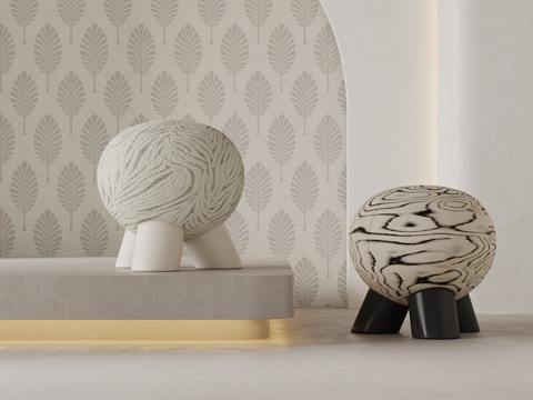 现代中古风沙发凳 换鞋凳su模型