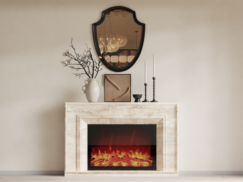 复古中古风壁炉su模型