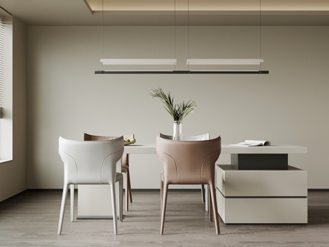 现代餐桌椅 岛台餐桌椅su模型