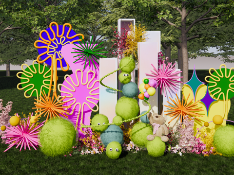 小众多巴胺婚礼美陈su模型