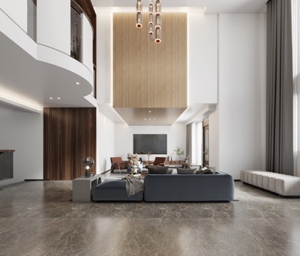  挑空别墅客厅3d模型 