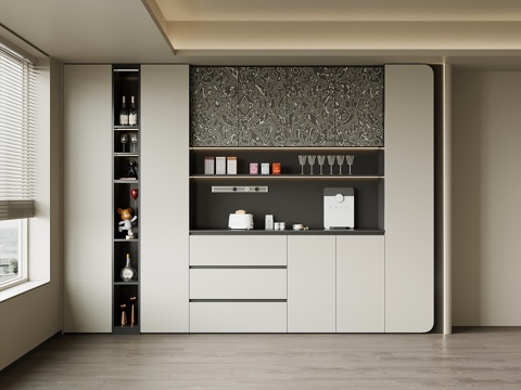 现代意式酒柜 餐边柜su模型