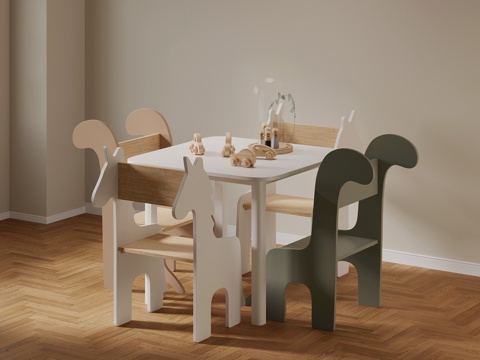 现代儿童桌椅su模型