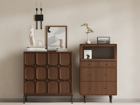 复古中古风装饰柜 储物柜su模型