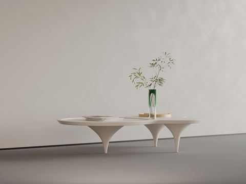 现代奶油风茶几su模型