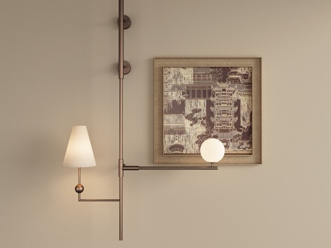 现代金属壁灯 床头壁灯 多头壁灯 艺术壁灯 挂画壁灯su模型