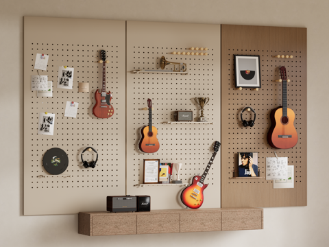 现代洞洞板 乐器组合su模型