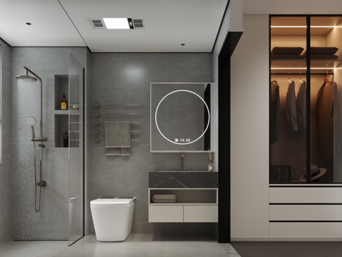  现代卫生间3d模型 