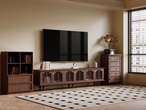 法式中古风电视柜su模型