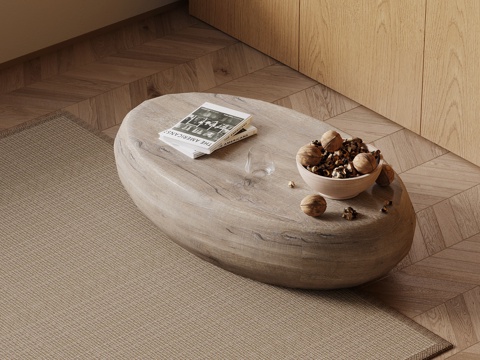 侘寂风茶几 圆几su模型