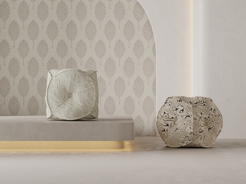 现代中古风沙发凳 换鞋凳su模型