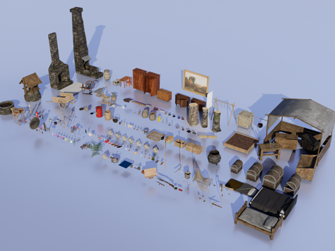  中世纪物品3d模型 