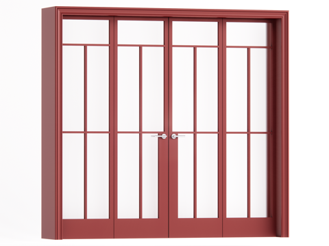 现代玻璃门 双开门 阳台门su模型