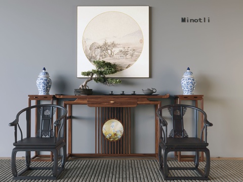 中式凳子su模型