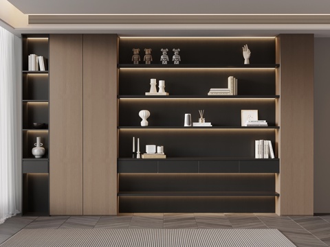 现代意式书柜 置物柜su模型