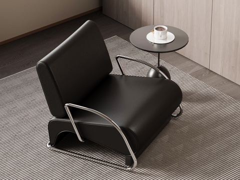 现代意式休闲沙发 单人沙发 皮质沙发su模型