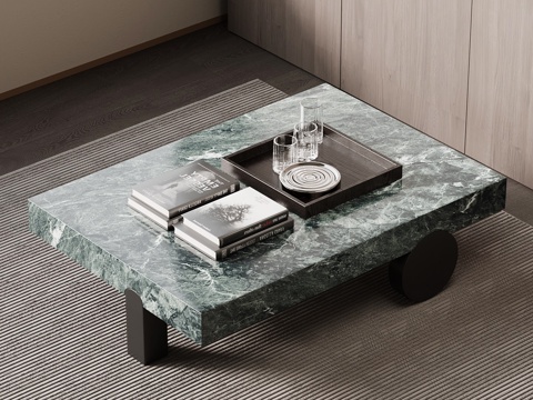 现代意式茶几 大理石茶几su模型