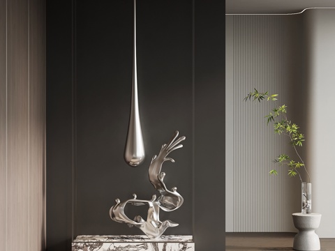 现代意式玄关 隔断 金属雕塑su模型